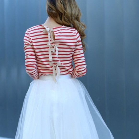 J. Crew Tops - J. Crew Striped Bow Embellishment Top Medium